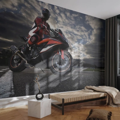 Fototapeta Samolepicí Deluxe Sticker - Temný jezdec - Automobilový průmysl, Motorka, Závod - 250x175 cm