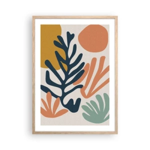 Plakát v rámu světlý dub - Korálová moře - 50x70 cm