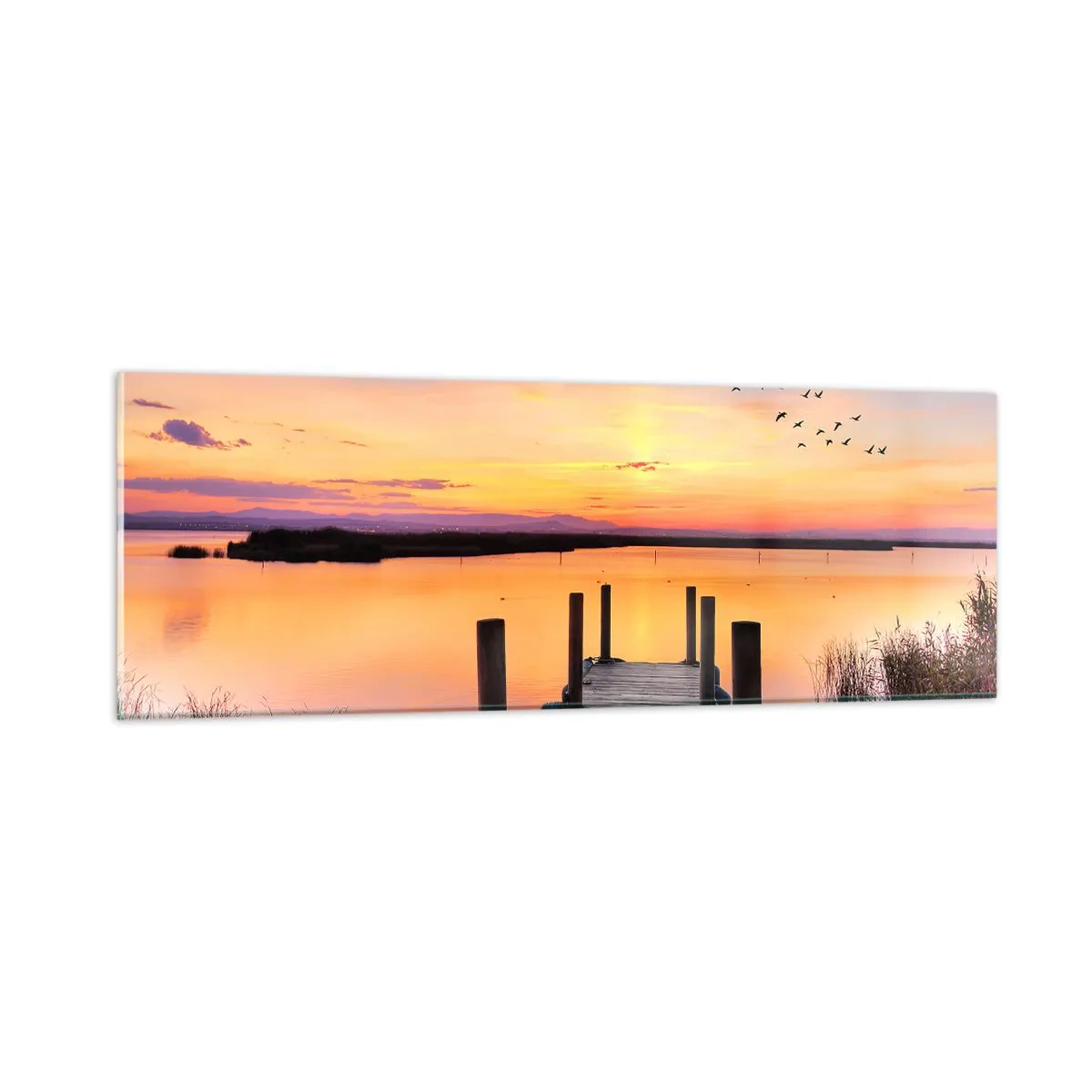 Obraz na skle - Fialové tiché svítání - 90x30 cm