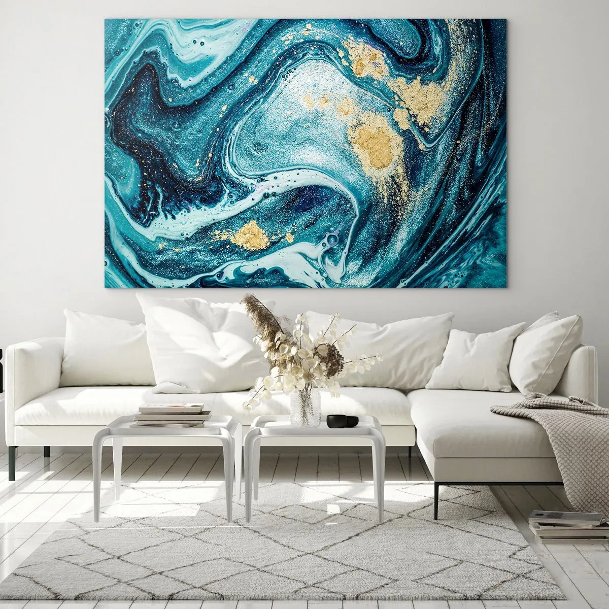 Obraz na skle - Modrý vír - 100x70 cm