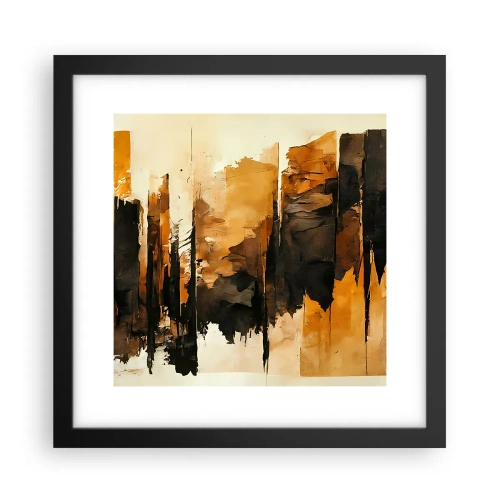 Plakát v černém rámu - Harmonie černé a zlaté - 30x30 cm
