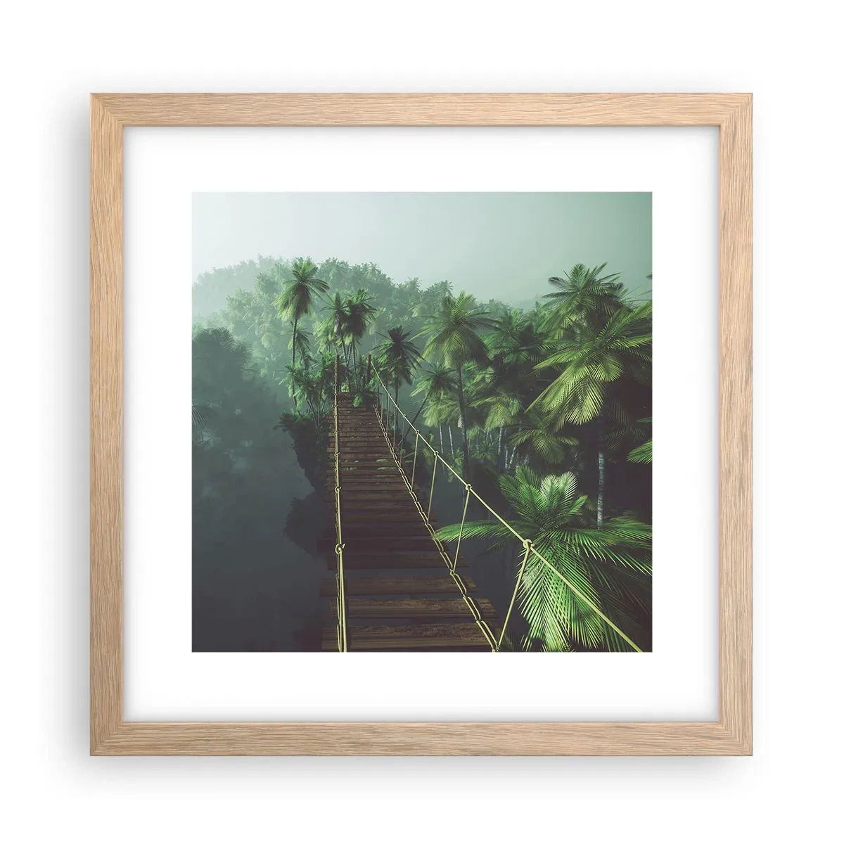 Plakát v rámu světlý dub - U vodopádu zeleně - 30x30 cm