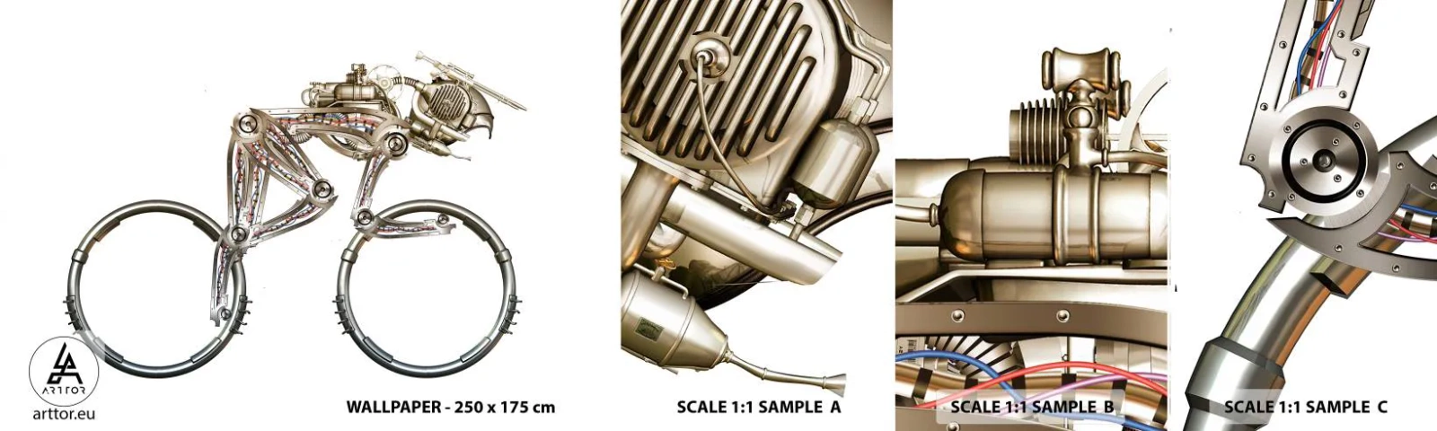 Vzor Fototapety Samolepicí Deluxe Sticker - Úžasný stroj - Abstrakce, Jízdní kolo, Grafika - 100x30 cm