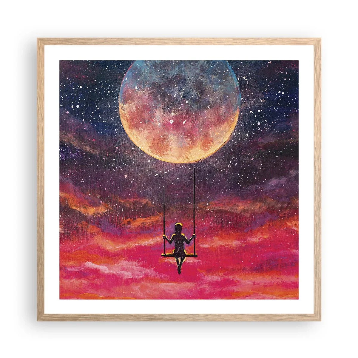 Plakát v rámu světlý dub - Stavět si vzdušné zámky - 60x60 cm