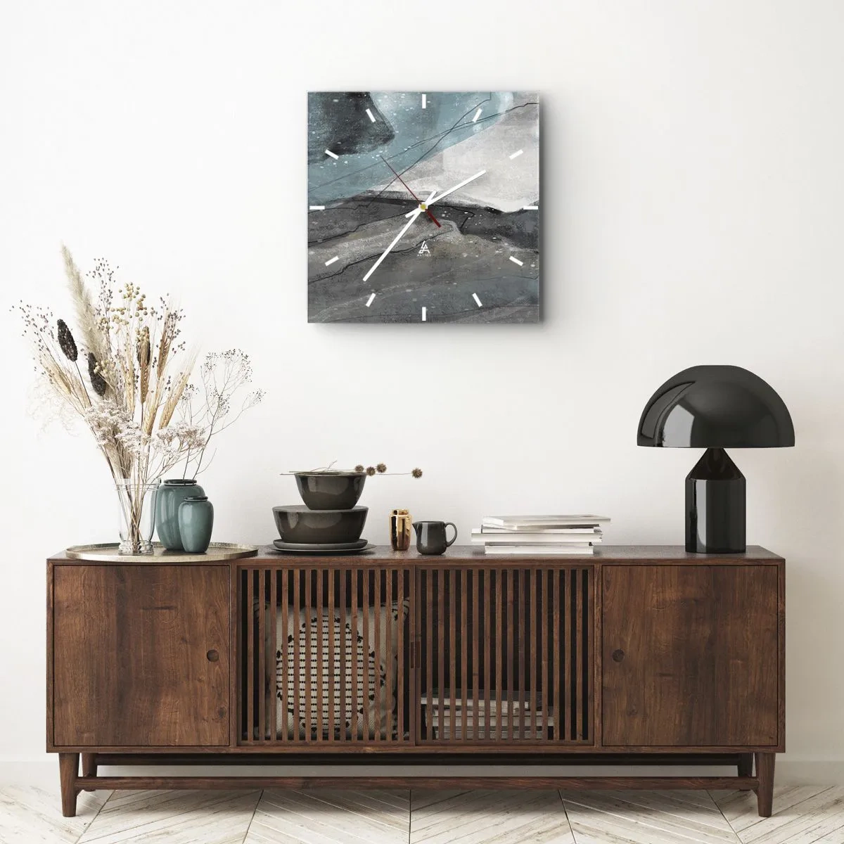 Nástěnné hodiny - Abstrakce: skály a led - 40x40 cm