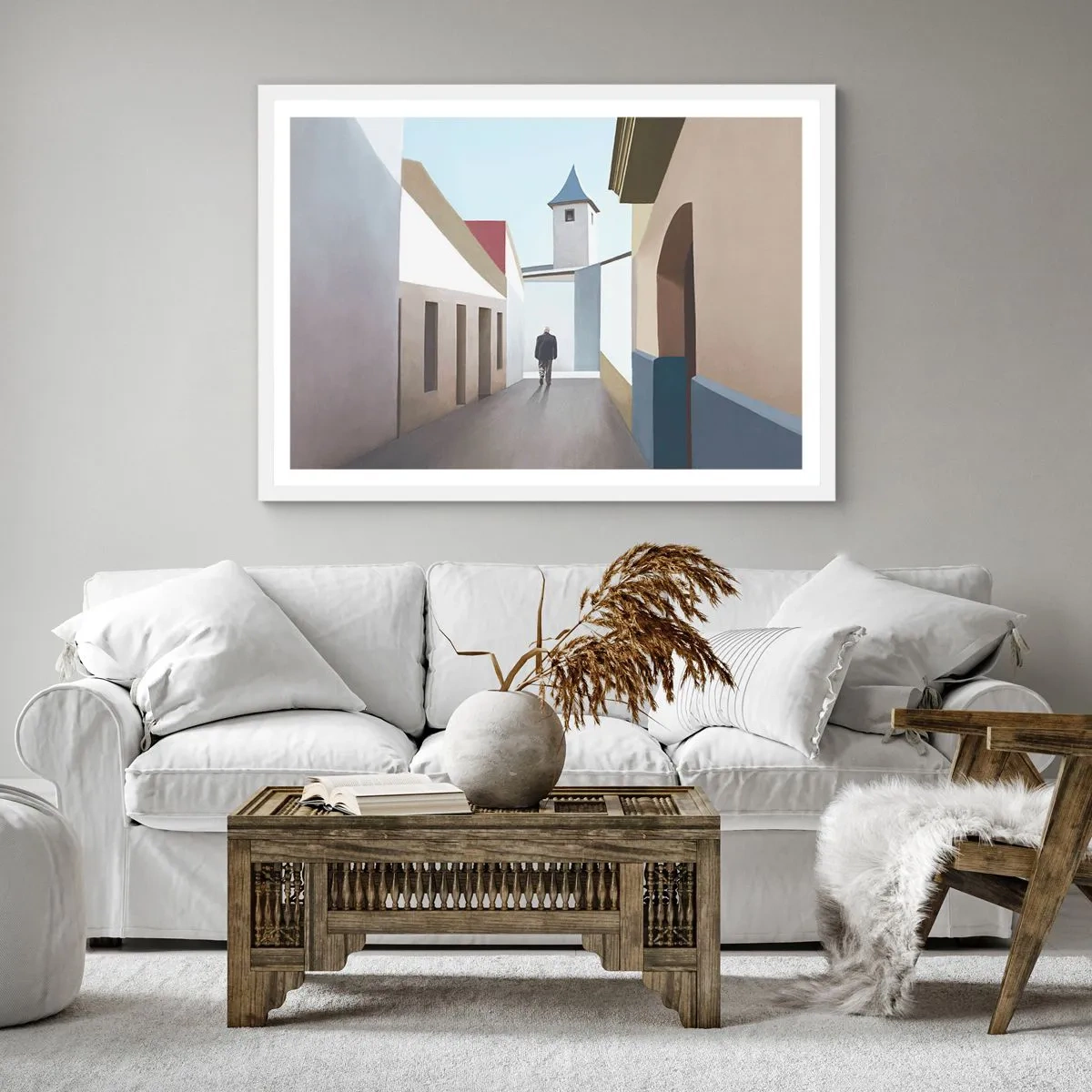 Plakát v bílém rámu - Slunečná procházka - 50x50 cm