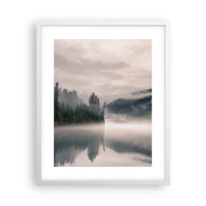 Plakát v bílém rámu - V zamyšlení, v mlze - 40x50 cm