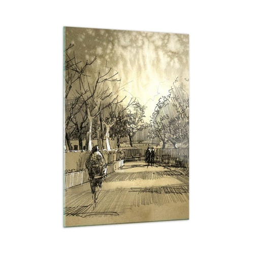 Obraz na skle - Pírkem zastavený okamžik - 50x70 cm