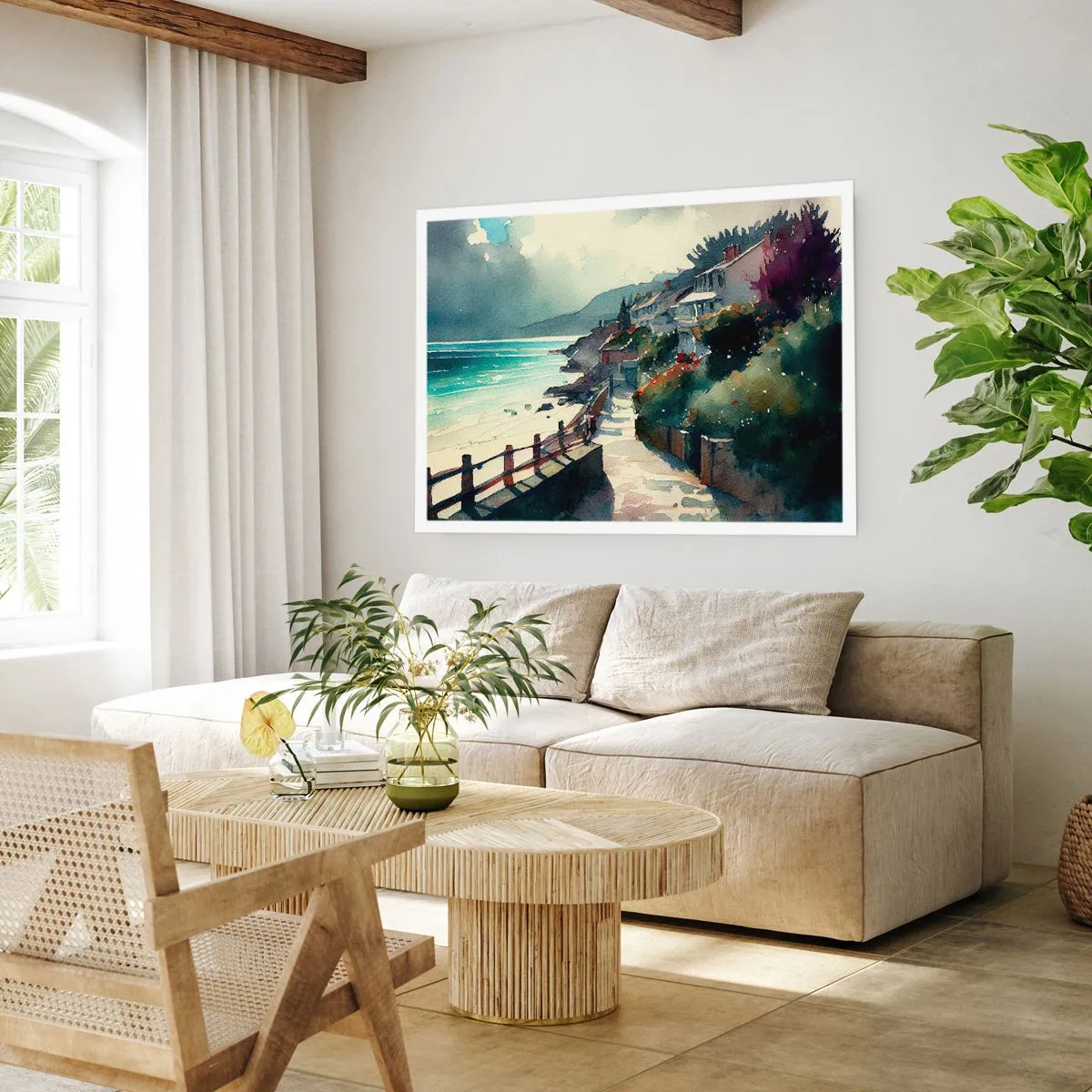 Plakát - Středomořské městečko - 100x70 cm