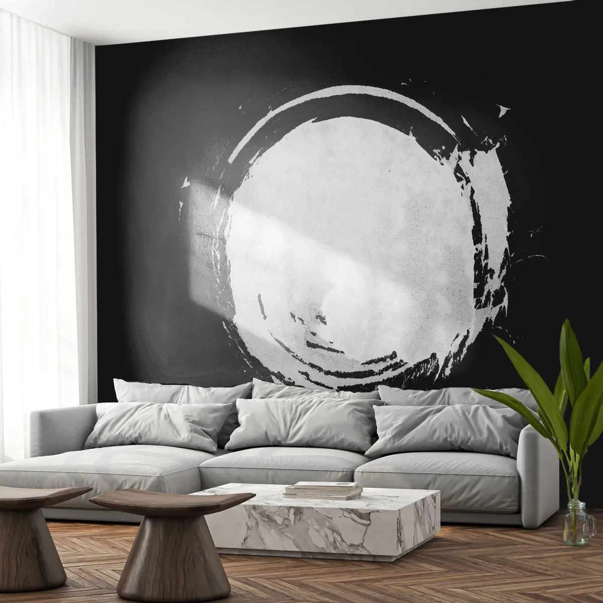 Fototapeta Samolepicí Deluxe Sticker - Správné řešení - Kolo, Planeta, Měsíc - 250x175 cm