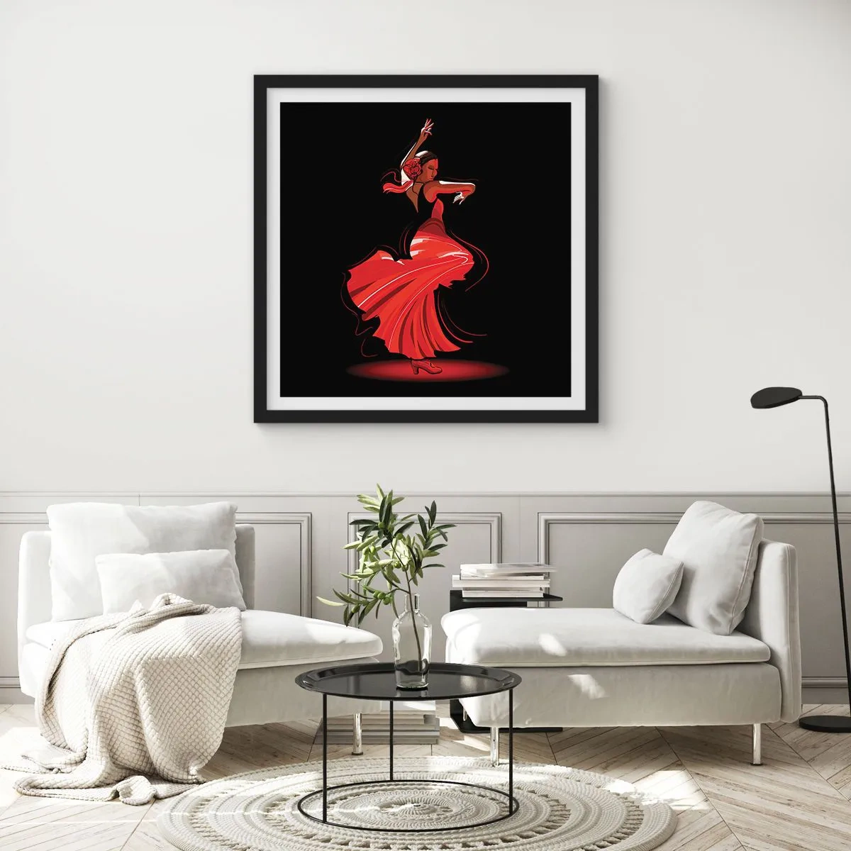 Plakát v černém rámu - Žhavá duše flamenco - 40x40 cm