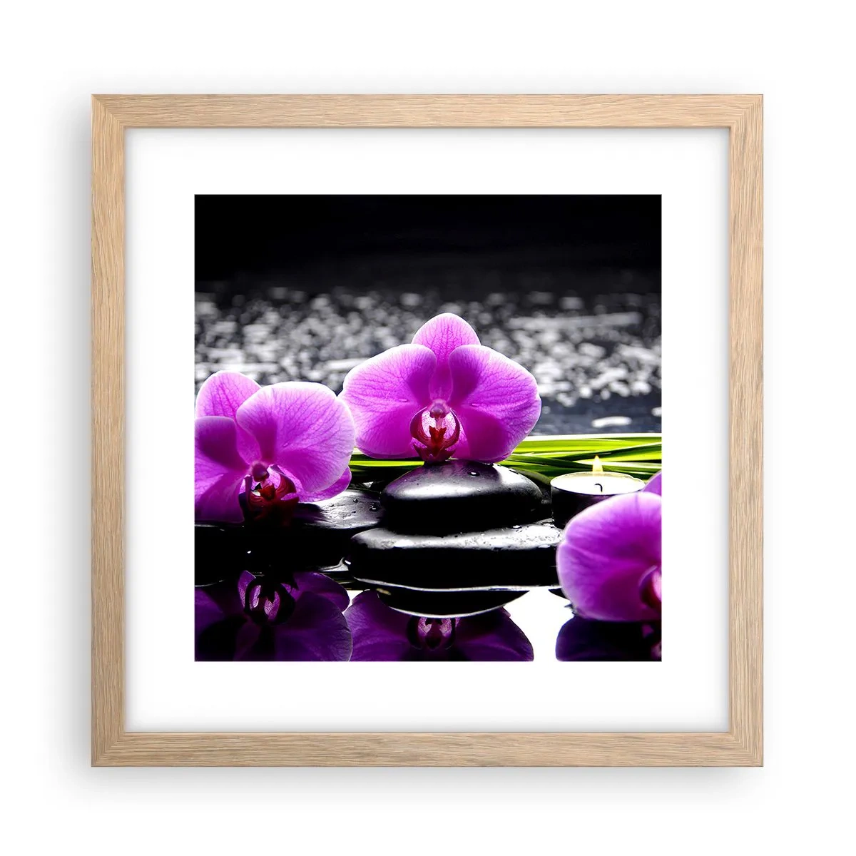 Plakát v rámu světlý dub - Utonout v tichu a klidu - 30x30 cm