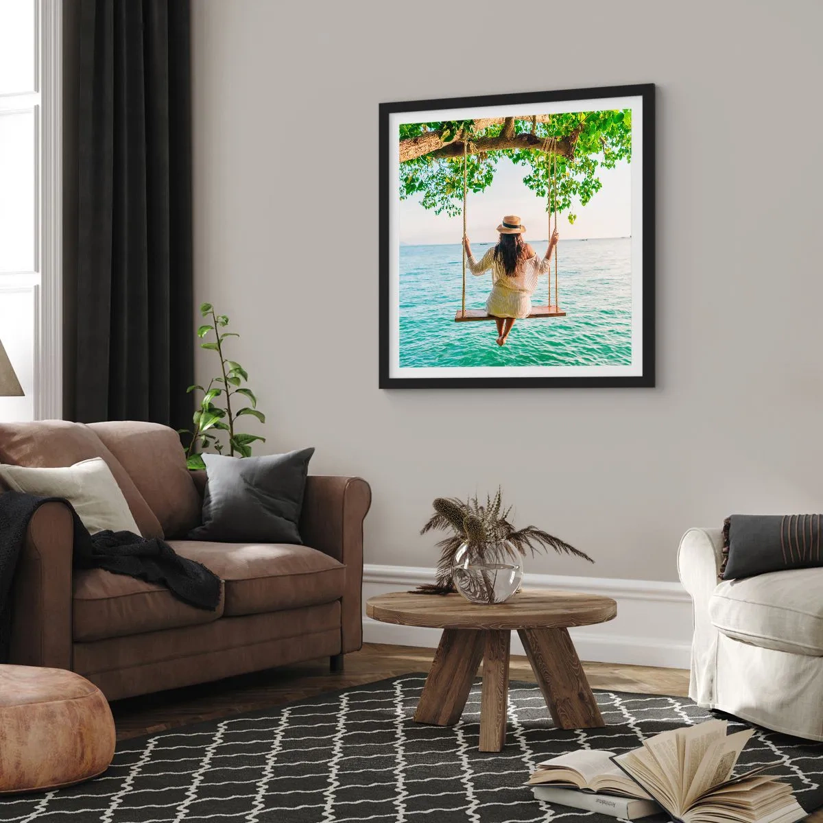 Plakát v černém rámu - Život je krásný - 40x40 cm