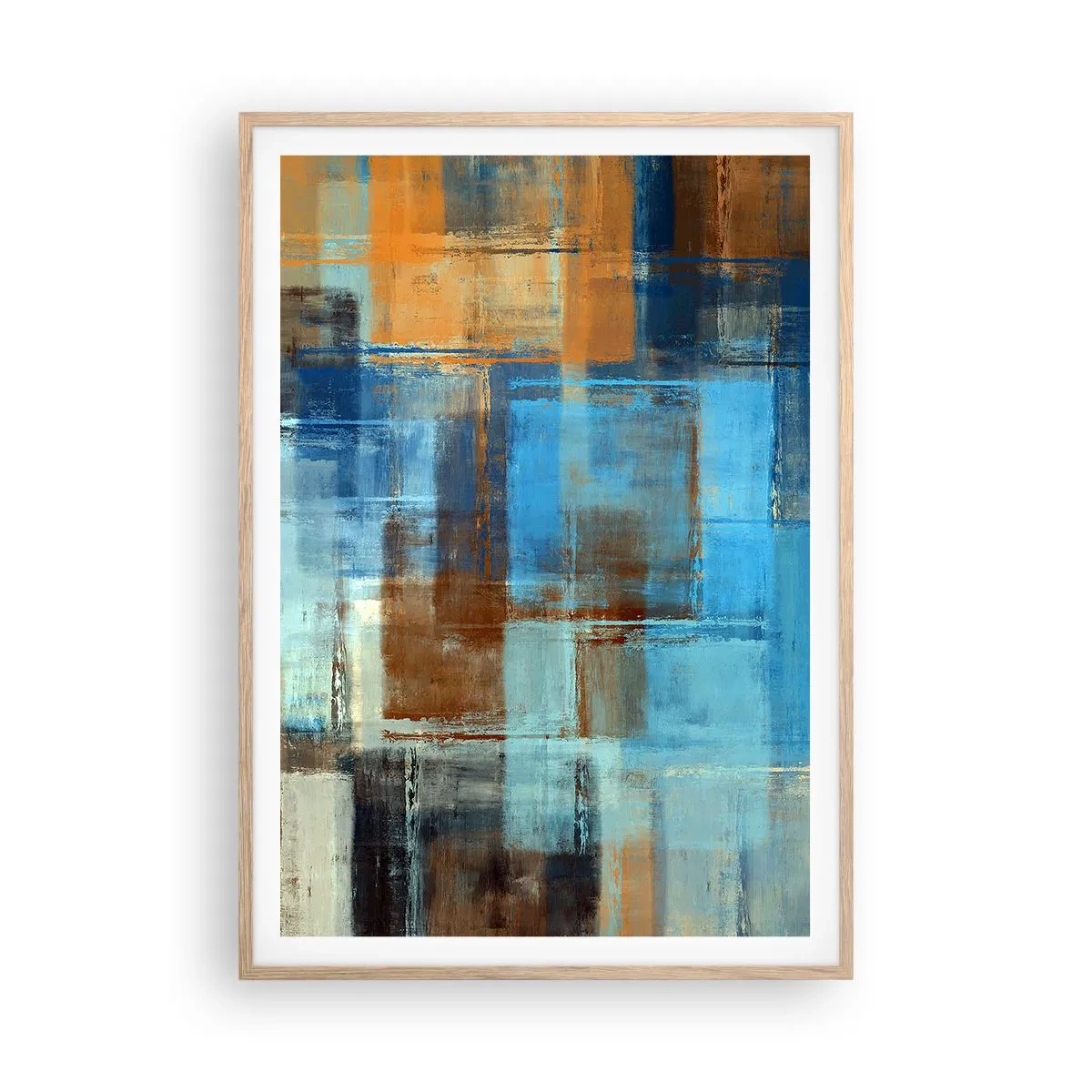 Plakát v rámu světlý dub - Přes modrý závoj - 70x100 cm