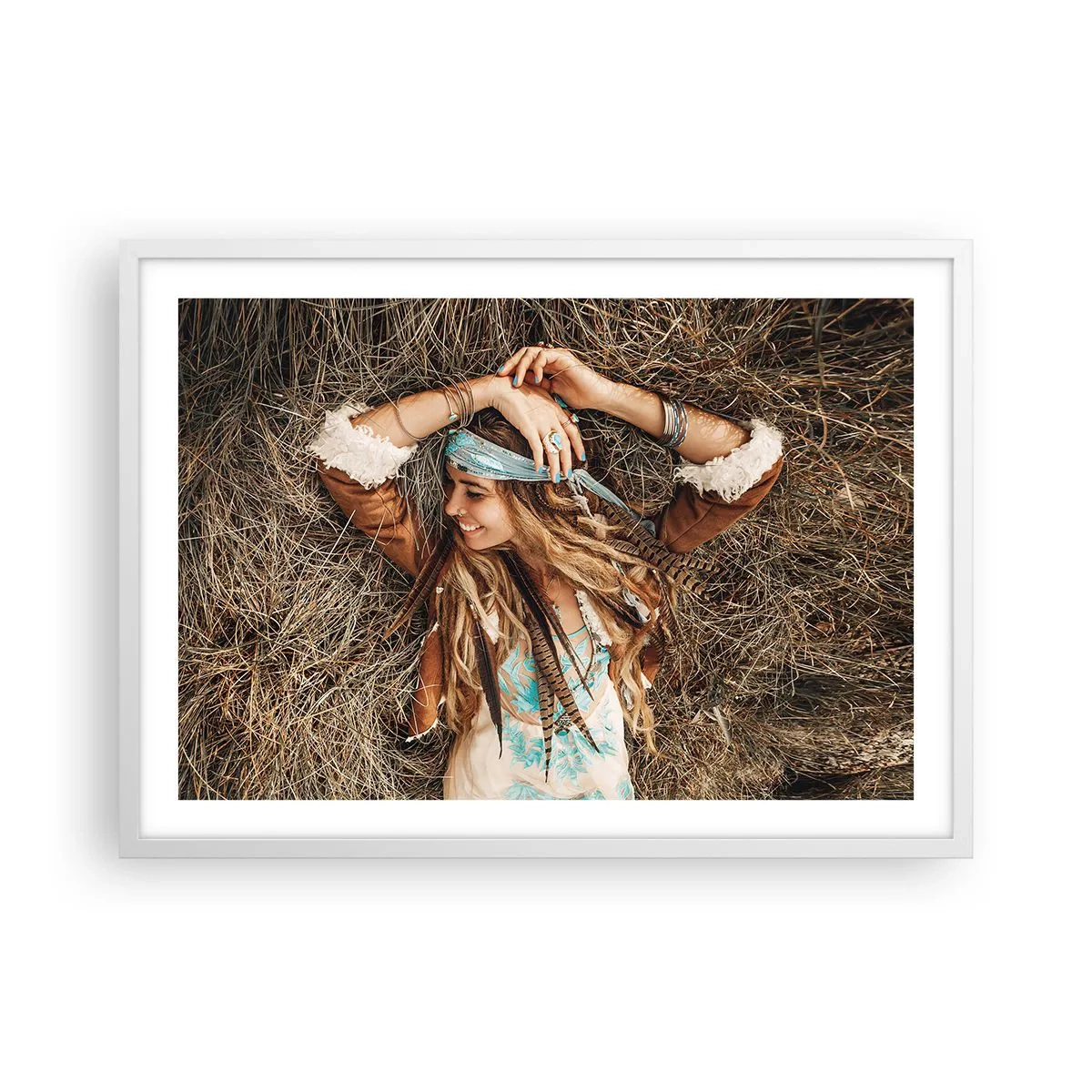 Plakát v bílém rámu - Na cestě do léta lásky - 70x50 cm