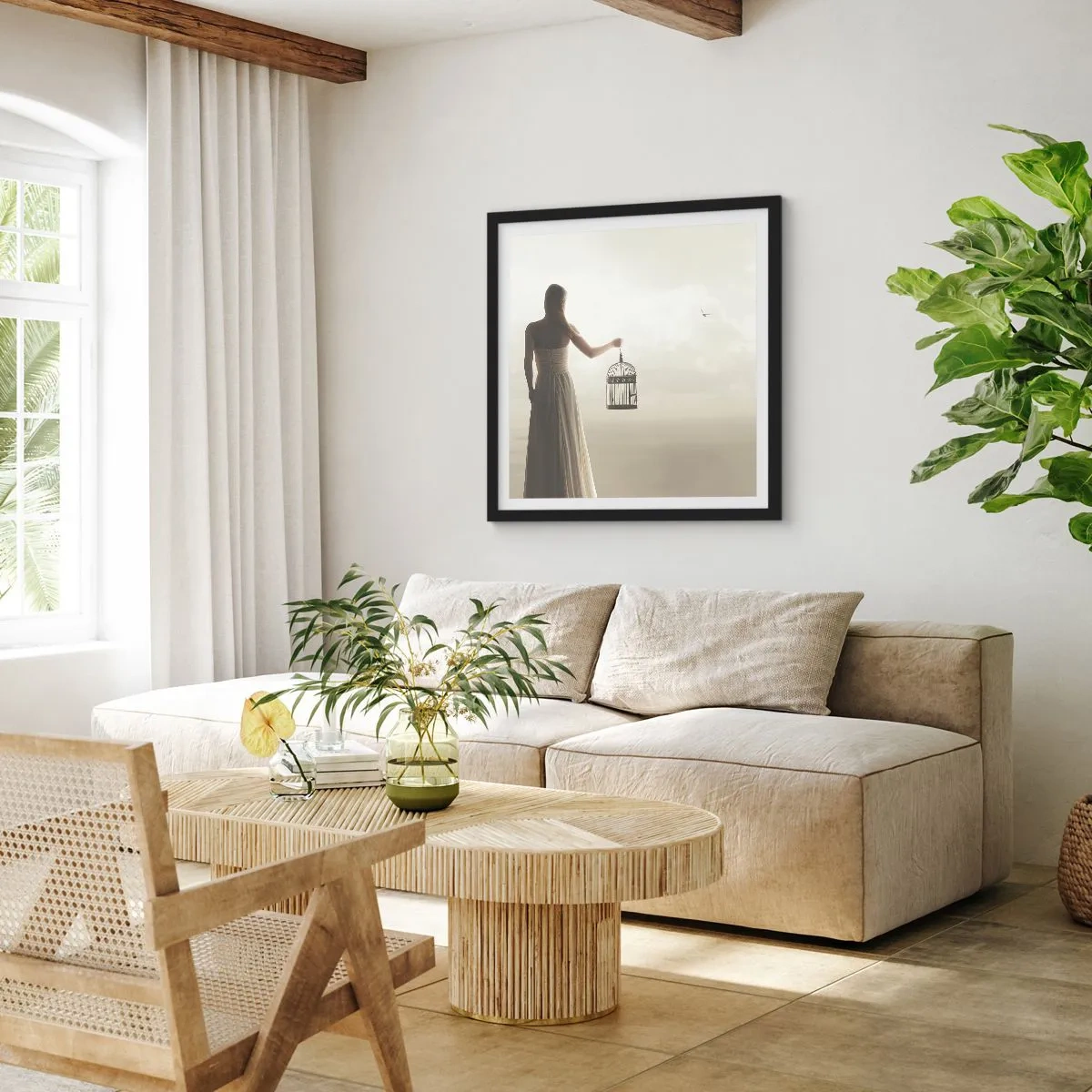 Plakát v černém rámu - Buď svobodná - 30x30 cm