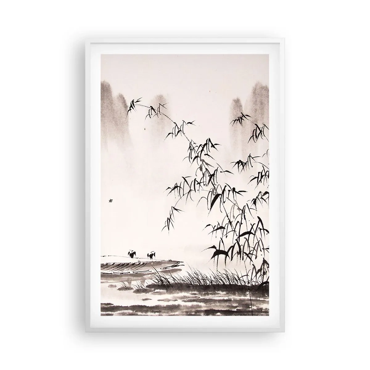 Plakát v bílém rámu - Klid rýžových polí - 61x91 cm