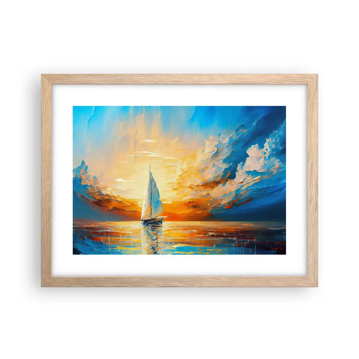 Plakát v rámu světlý dub - Plavba ve zlatě - 40x30 cm