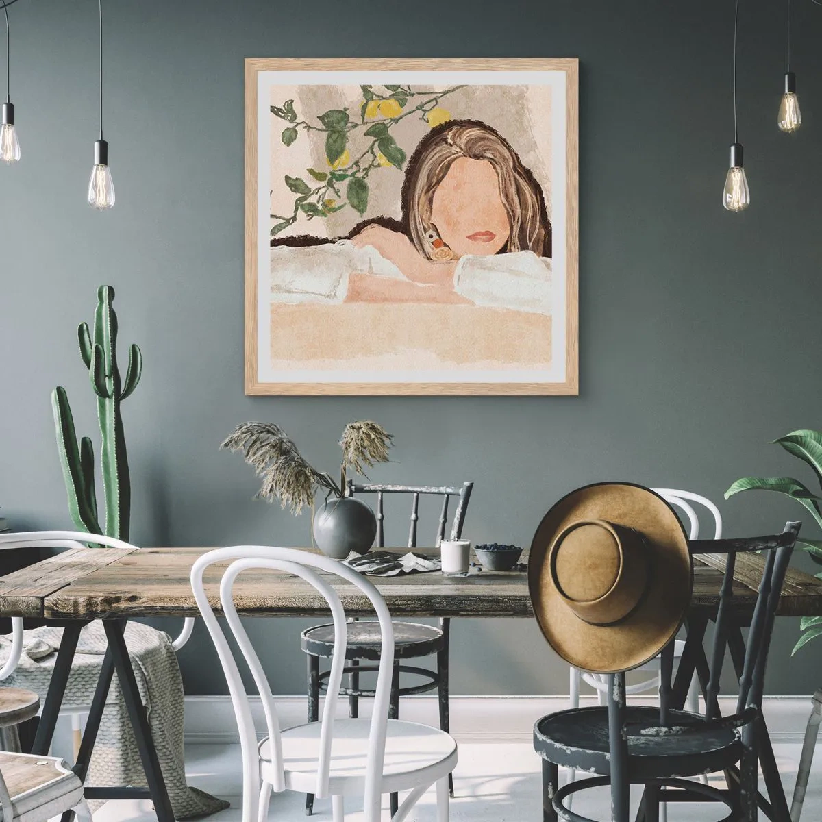 Plakát v rámu světlý dub - Krasavice z jihu - 60x60 cm