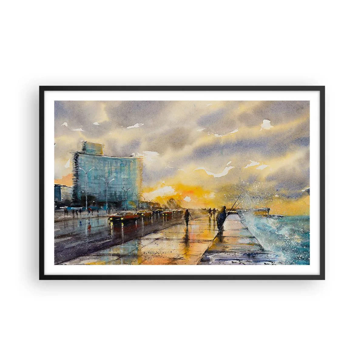Plakát v černém rámu - Život na pobřeží - 91x61 cm