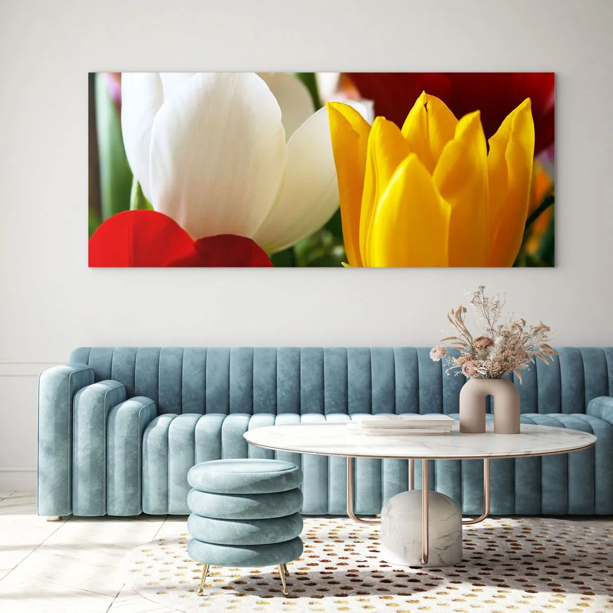 Obraz na skle - Tulipánová horečka - 90x30 cm