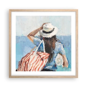 Plakát v rámu světlý dub - Vítej na dovolené - 50x50 cm