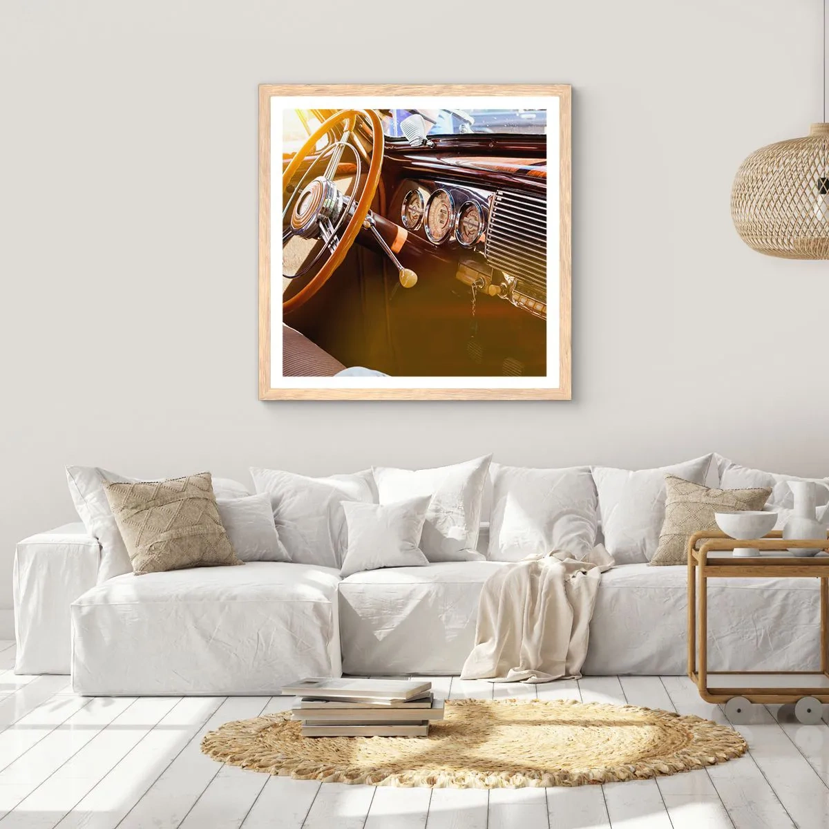 Plakát v rámu světlý dub - Závan luxusu z minulosti - 50x50 cm