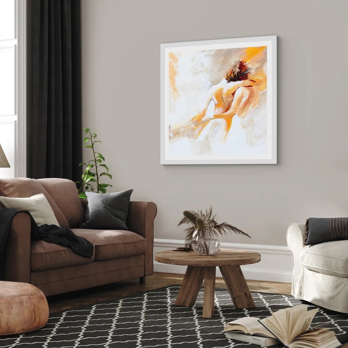 Plakát v bílém rámu - Blízkost v nebi - 30x30 cm