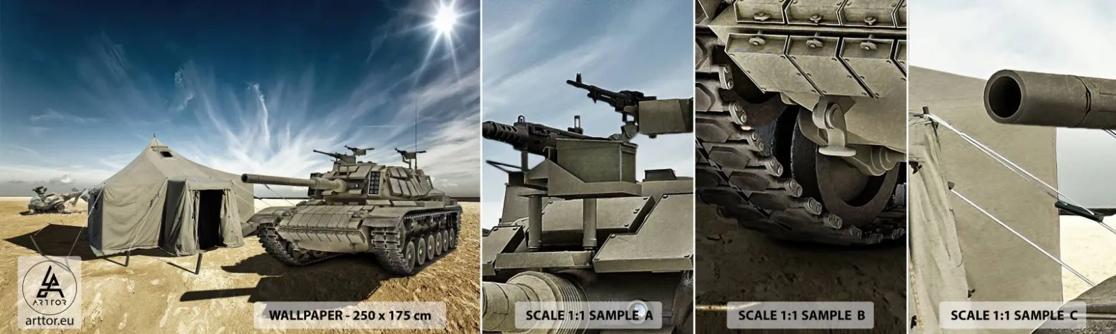 Vzor Fototapety Samolepicí Deluxe Sticker - Militantní sen - Válečný, Armáda, Nádrž - 100x30 cm