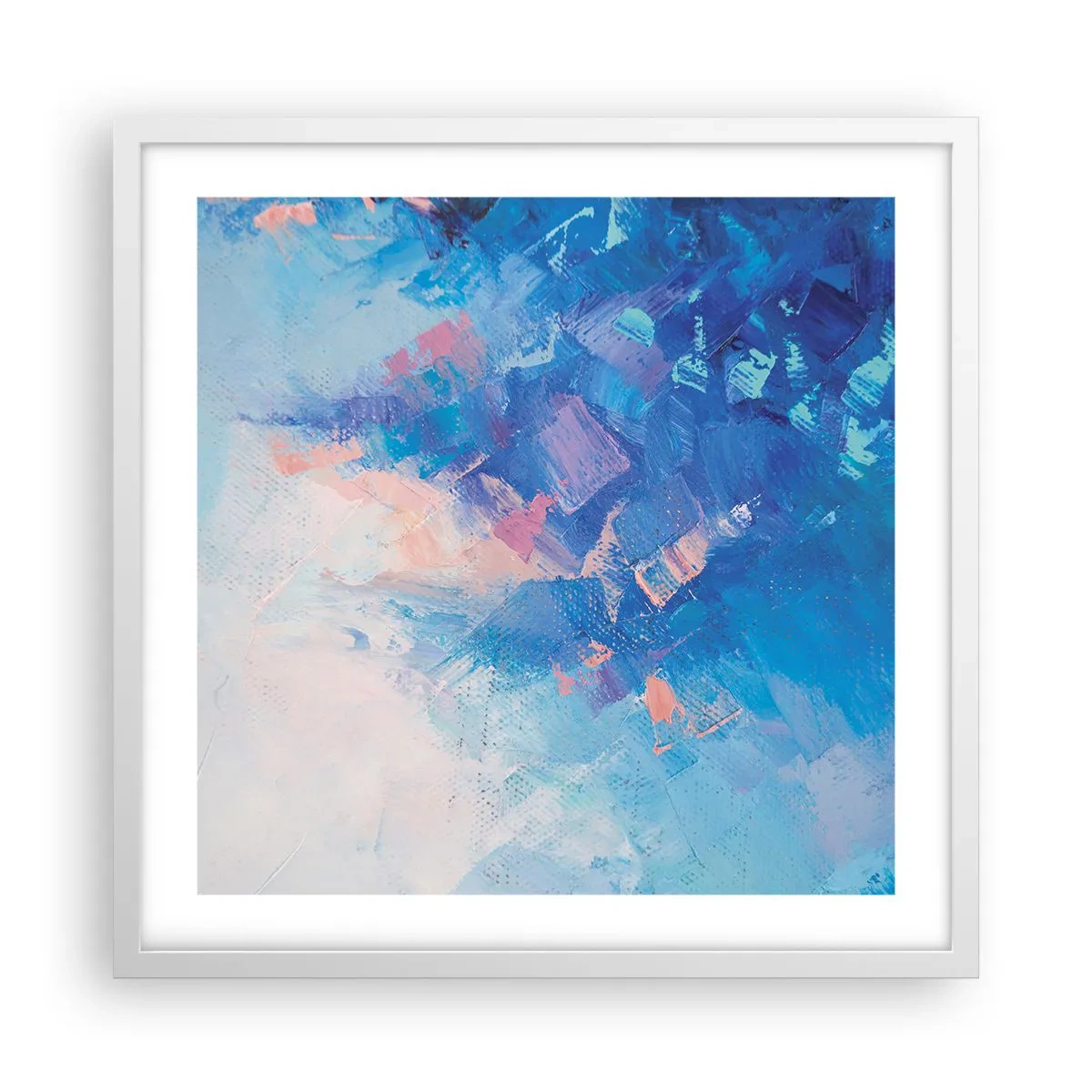 Plakát v bílém rámu - Zimní abstrakce - 50x50 cm