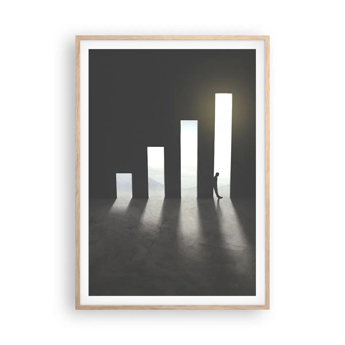Plakát v rámu světlý dub - Úspěch – imprese - 70x100 cm