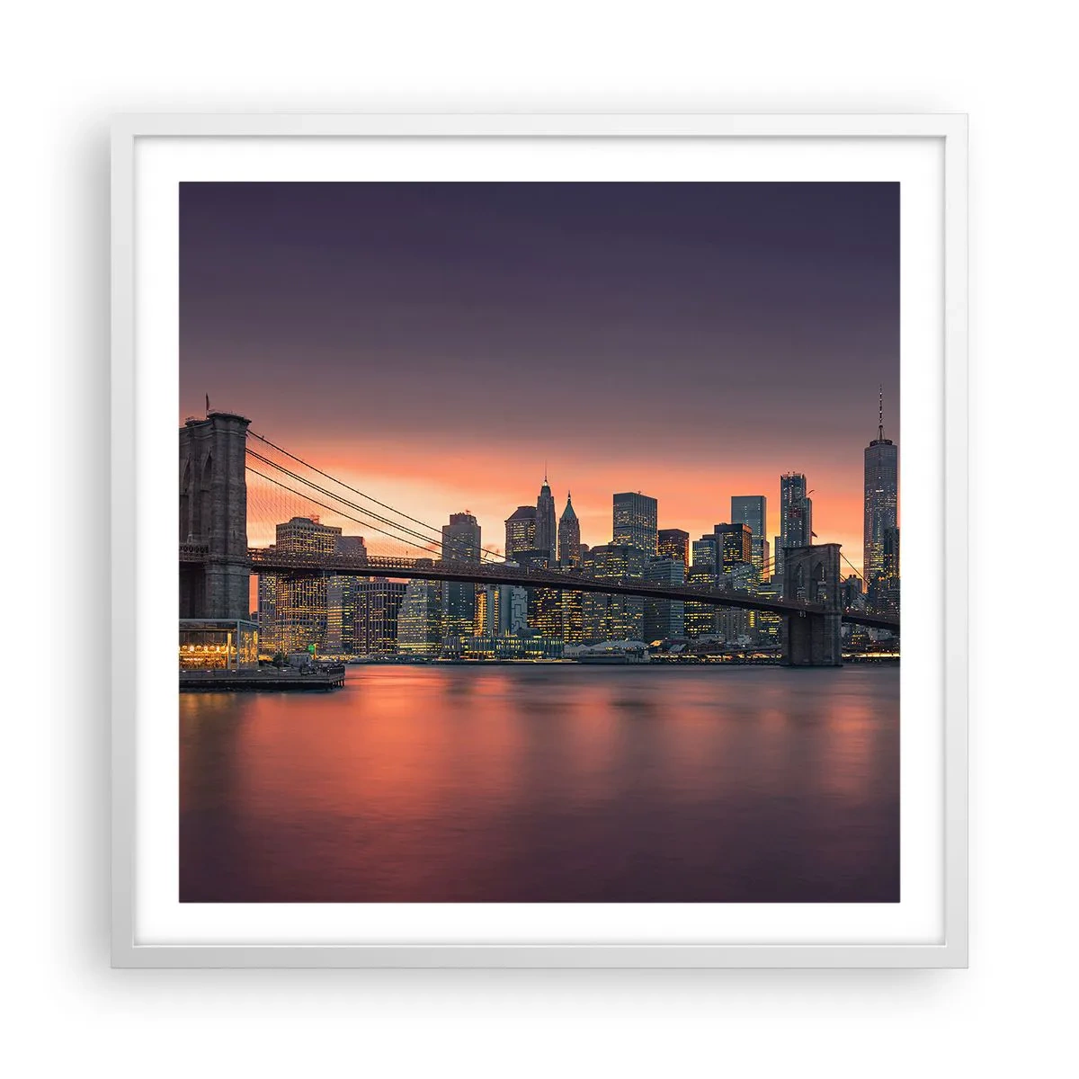 Plakát v bílém rámu - Ponořené do liliového ticha - 60x60 cm