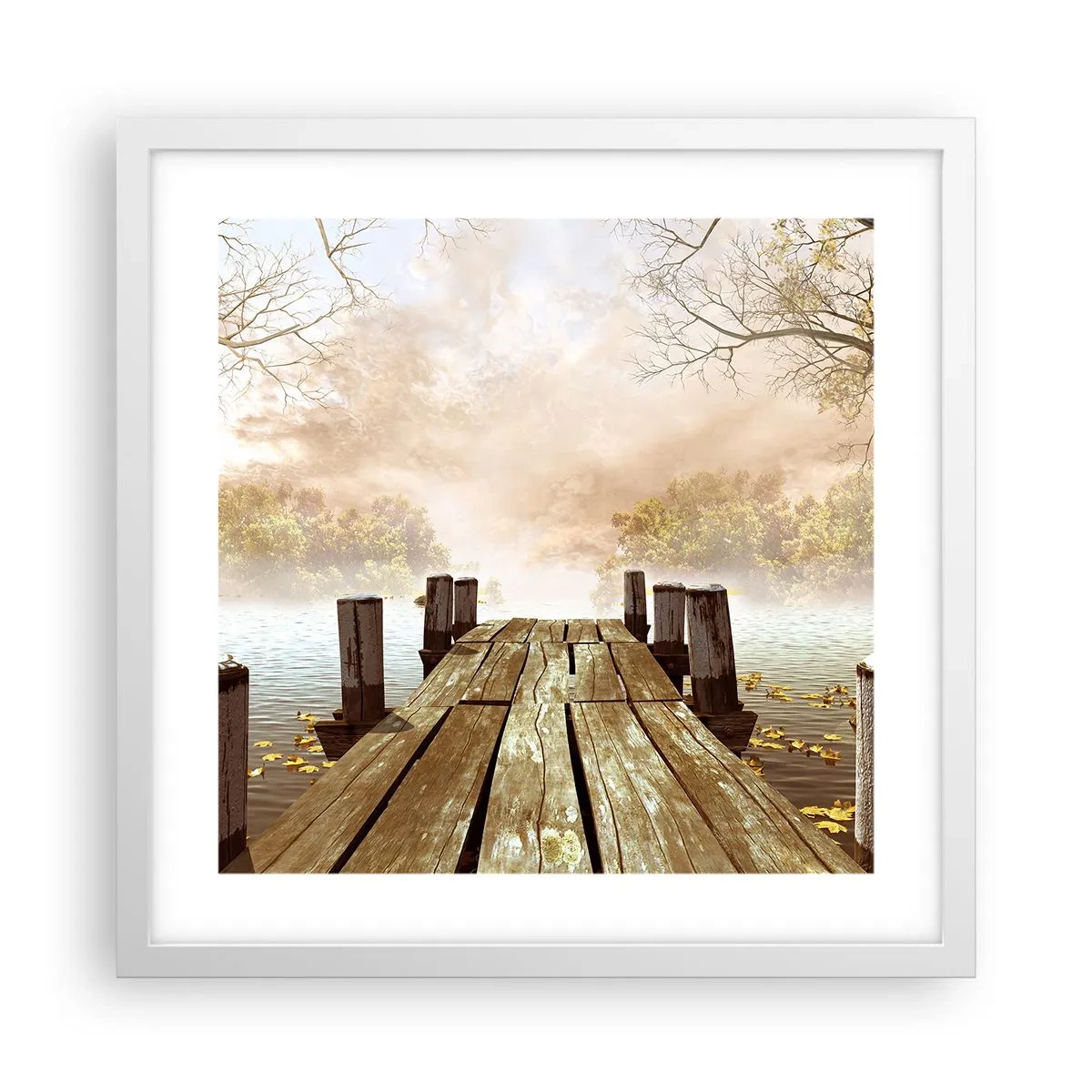 Plakát v bílém rámu - Jemný smutek podzimu - 40x40 cm