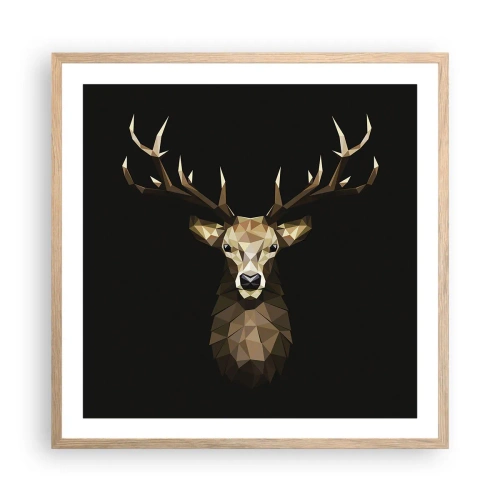 Plakát v rámu světlý dub - Kubistický jelen - 60x60 cm