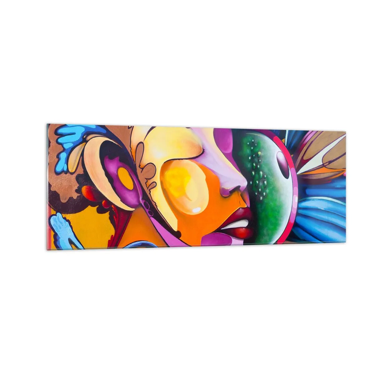 Obraz na skle - Dotknout se barvou - 140x50 cm