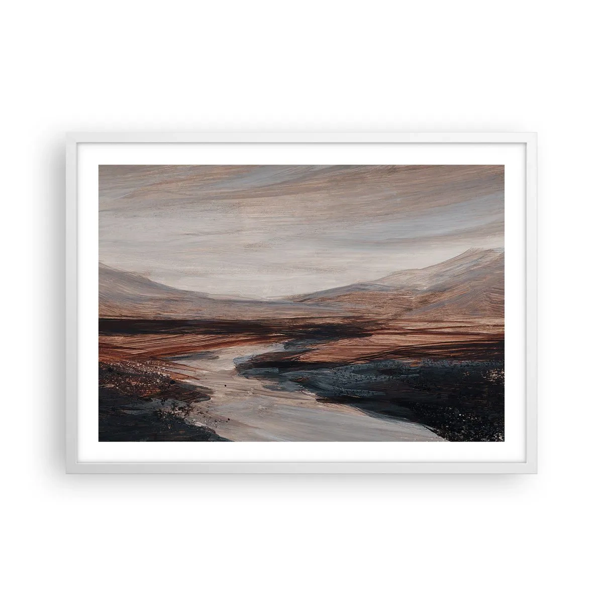 Plakát v bílém rámu -  Klidné údolí - 70x50 cm