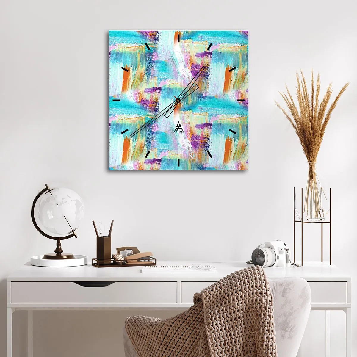 Nástěnné hodiny - Pohodové střídavé cákance - 40x40 cm