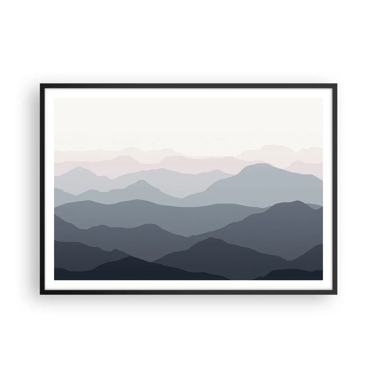 Plakát v černém rámu - Vlny hor - 100x70 cm