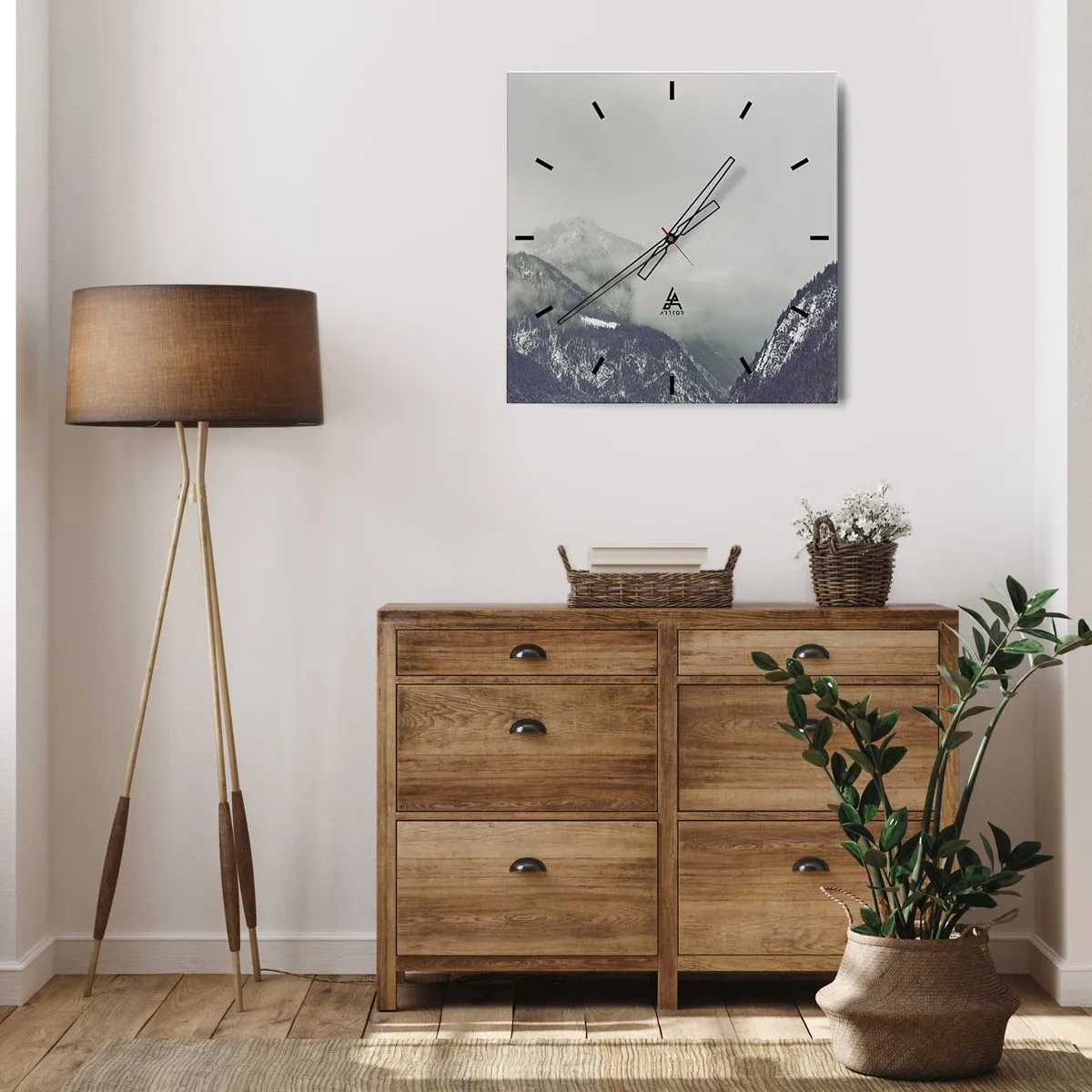 Nástěnné hodiny - Mlžné údolí - 40x40 cm