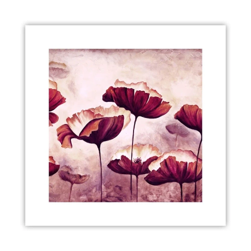 Plakát - Červený a bílý plátek - 30x30 cm