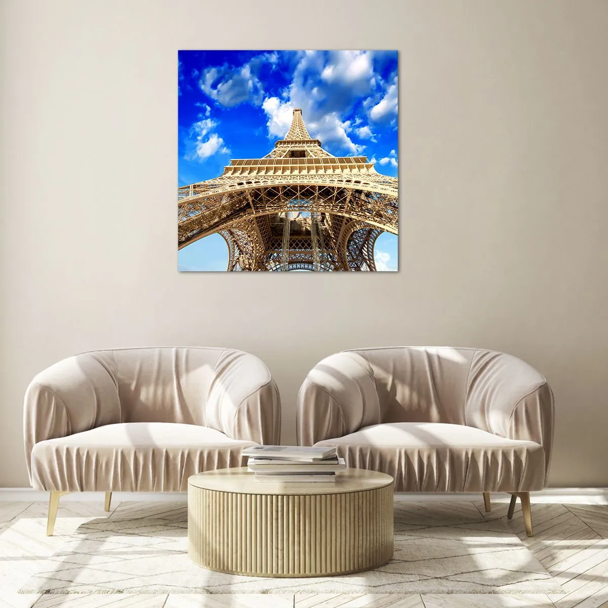 Obraz na skle - Dosáhnout na oblohu a mraky - 60x60 cm