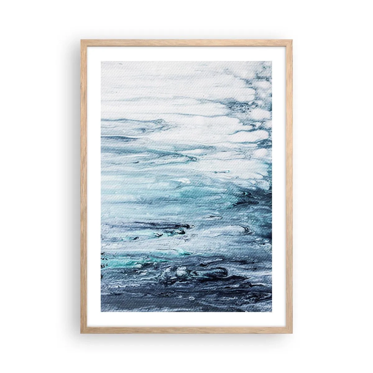 Plakát v rámu světlý dub - Modré rampouchy - 50x70 cm