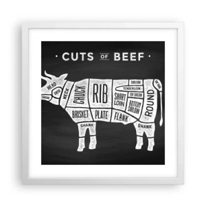 Plakát v bílém rámu - Slabikář řezníka - 40x40 cm