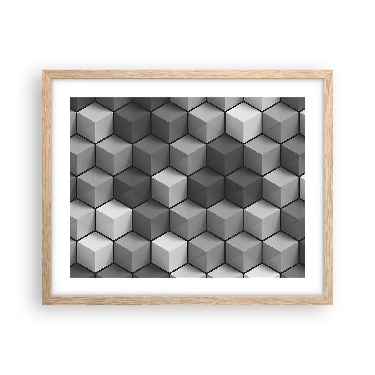 Plakát v rámu světlý dub - Kubistické puzzle - 50x40 cm