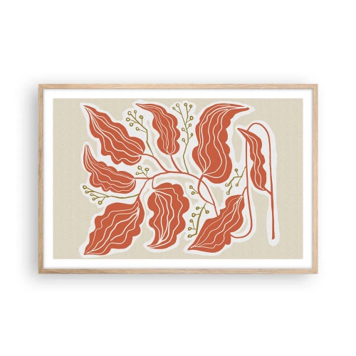 Plakát v rámu světlý dub - Lidově a korálově - 91x61 cm