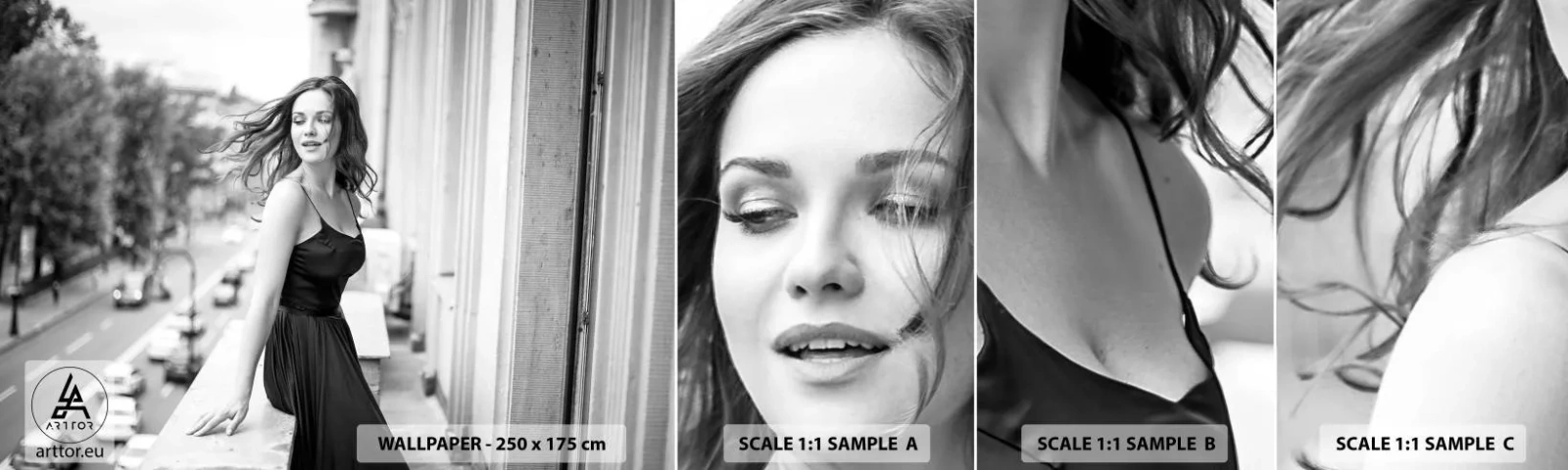 Vzor Fototapety Samolepicí Deluxe Sticker - Určitě Pařížanka - Žena, Město, Architektura - 100x30 cm