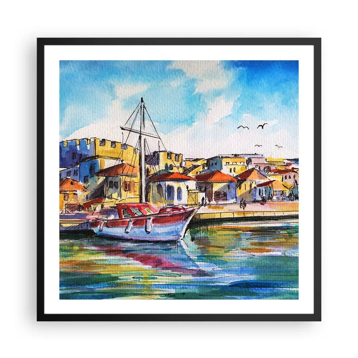 Plakát v černém rámu - Duhové odpoledne - 60x60 cm