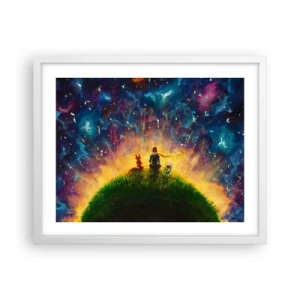 Plakát v bílém rámu - Láska a přátelství - celý svět - 50x40 cm