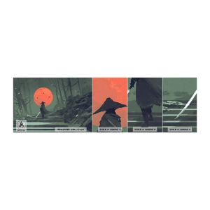 Vzor Fototapety Samolepicí Deluxe Sticker - Bojovník červeného měsíce - Abstrakce, Fantazie, Bojovník - 100x30 cm