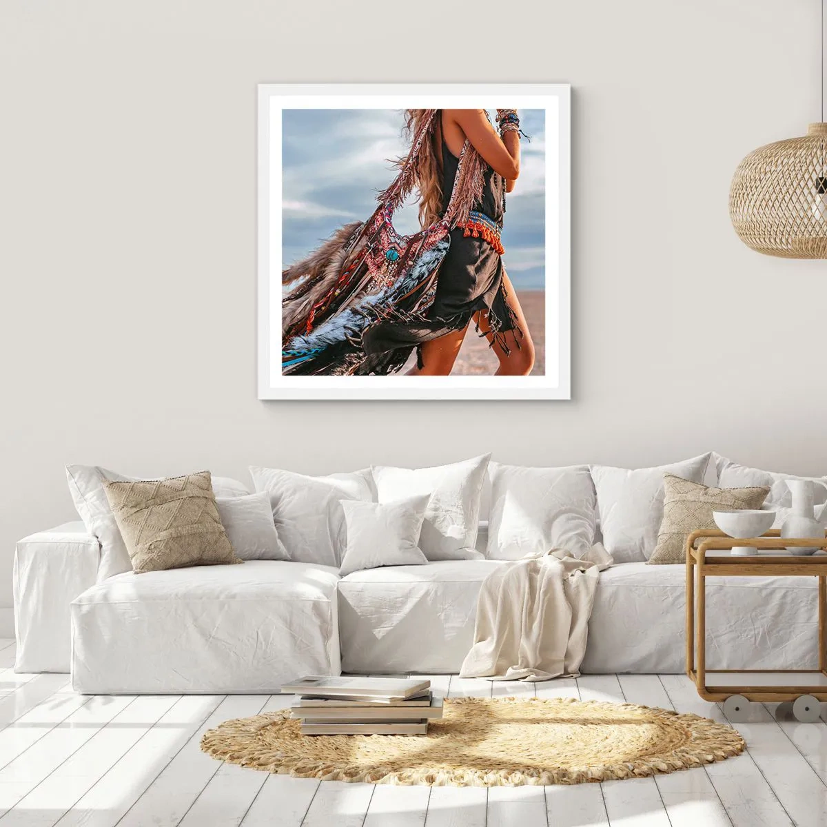 Plakát v bílém rámu - Šamanovo děvče - 60x60 cm